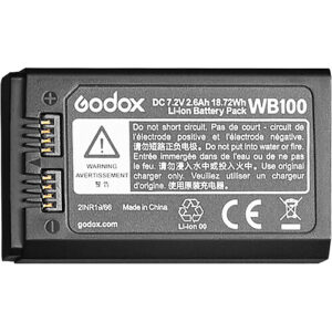 Godox WB100 je baterija za blic glavu AD100 Pro. Napon - 7.2V. Kapacitet - 2900mAh. Litijum jonska baterija koja omogucava do 360 okidanja