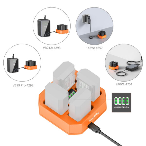 SmallRig NP-FZ100 4-Channel Camera Battery Charger (4839) - Image 5