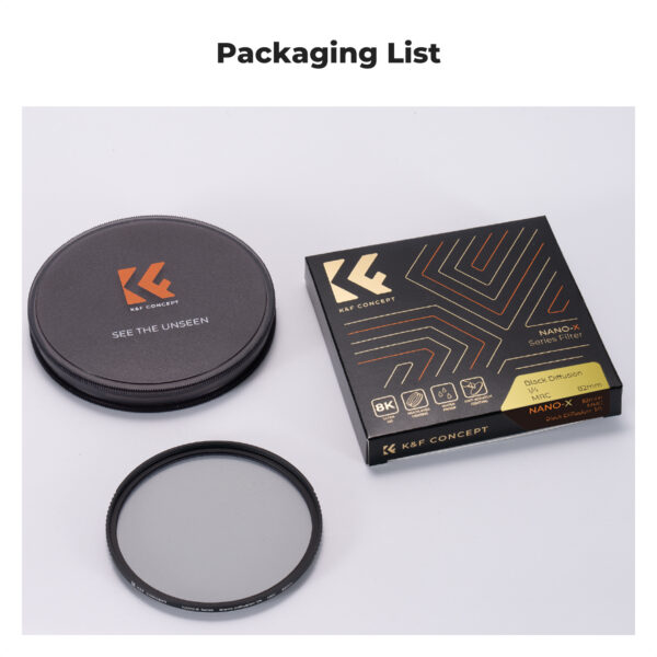 KF Concept 95MM Black Mist Filter 1/4, HD, Waterproof, Anti Scratch, 28 layer Green Coatings (Nano-X Series) - Image 3