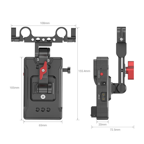 SmallRig V Mount Battery Adapter Plate (Basic Version) with Extension Arm (3499B) - Image 6